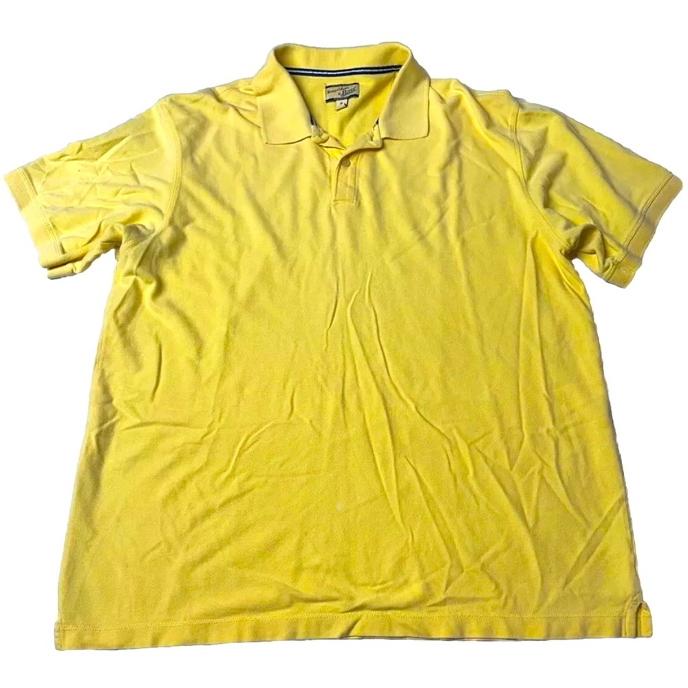 Mens Large Heritage Collection By Bass Yellow Polo Button Down Dress Shirt